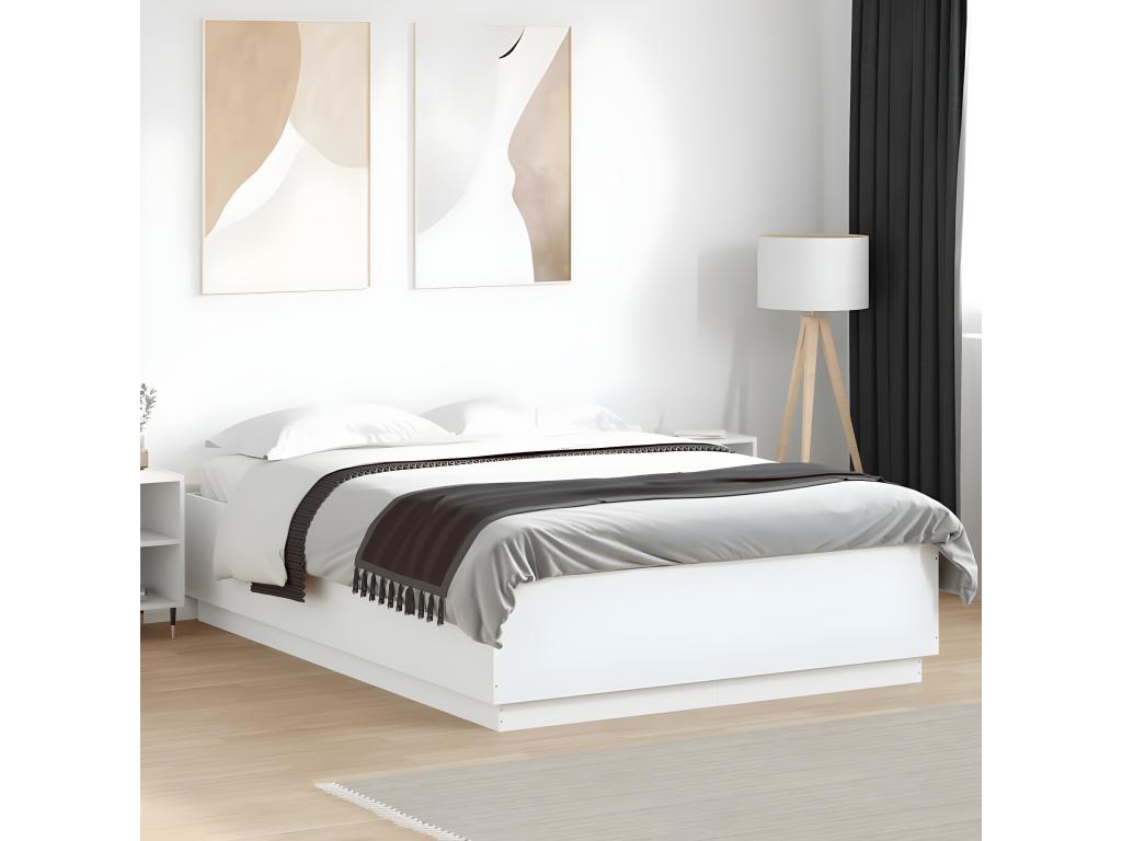 Cadre de lit avec LED sans matelas blanc 140x200 cm 88980UFKS