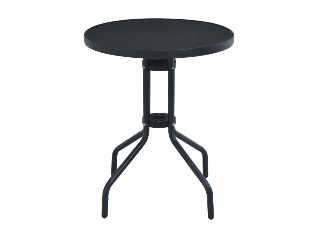 Table de jardin Noir 60 cm Acier et verre 78316VBTH