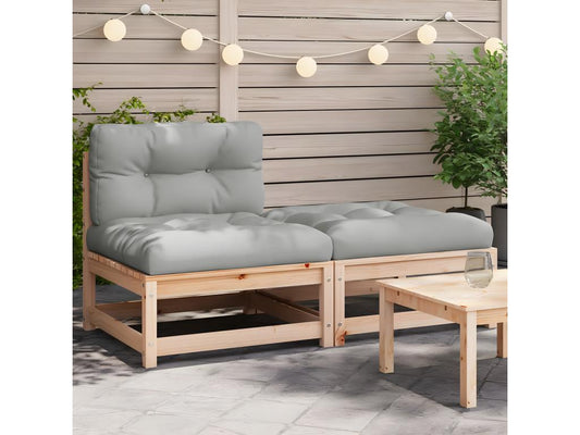 Canapé de jardin sans accoudoirs avec coussins et repose-pieds 92997BHNM