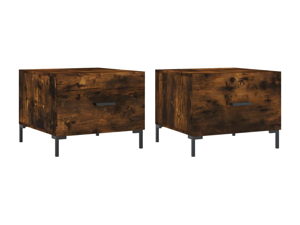 Tables basses 2 pcs chêne fumé 50x50x40 cm bois d'ingénierie 85451PAMP