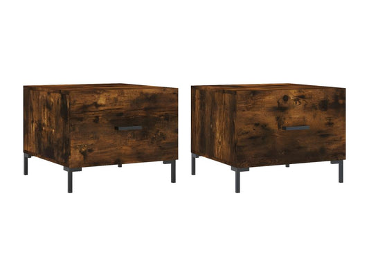 Tables basses 2 pcs chêne fumé 50x50x40 cm bois d'ingénierie 85451PAMP