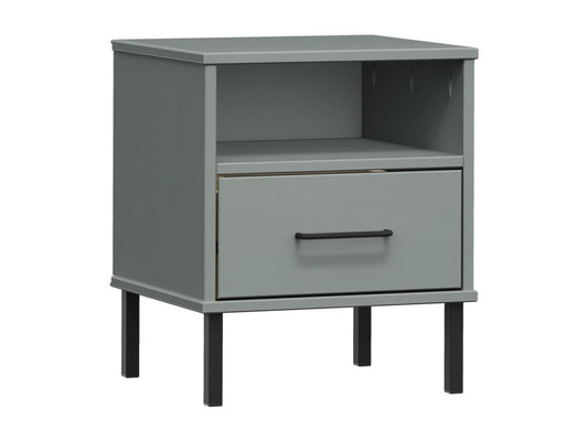 Table de chevet avec pieds en métal Gris Bois pin massif Maisonpuretop 59390WWEF