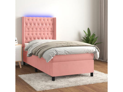 Sommier à Maisonpuretop de lit matelas et LED Rose 90x200 cm Velours 69698HIID