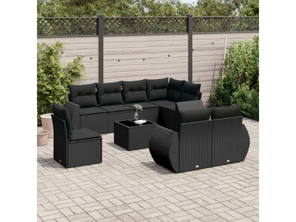 Salon de jardin 9 pcs avec coussins noir résine tressée 31417OKPL