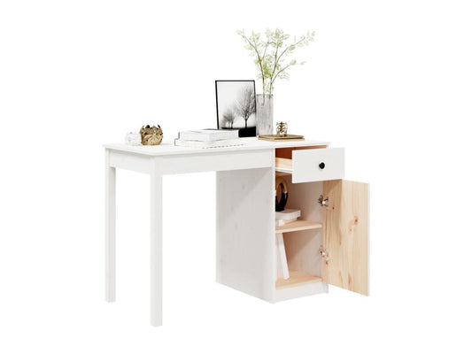 Bureau Blanc 100x50x75 cm Bois massif de pin 59107NHEV
