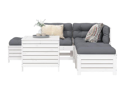 Salon de jardin 6 pcs blanc bois de pin massif 98418JURW