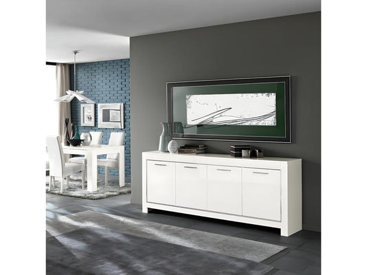 Maisonpuretop - Buffet 4 Portes L207cm Laqué Blanc Brillant 95145XJJP