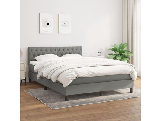 Lit à sommier tapissier avec matelas Gris foncé 140x190cm Tissu 50123MSPD