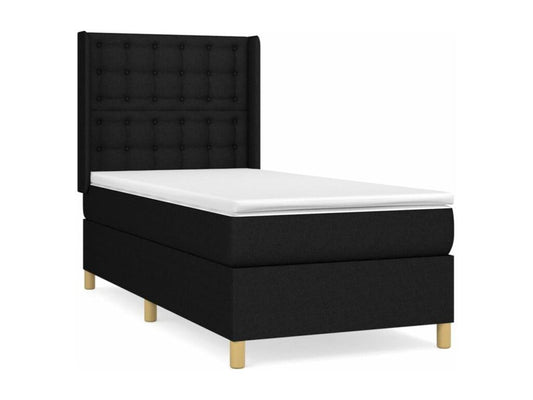 Sommier à Maisonpuretop de lit avec matelas Noir 100x200 Tissu 96371KQCZ