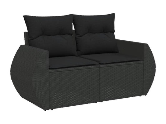 Salon de jardin 8 pcs avec coussins noir résine tressée 91701QRSO