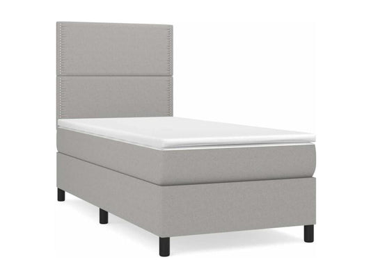 Sommier à Maisonpuretop de lit et matelas Gris clair 90x190 Tissu 06943AYZH