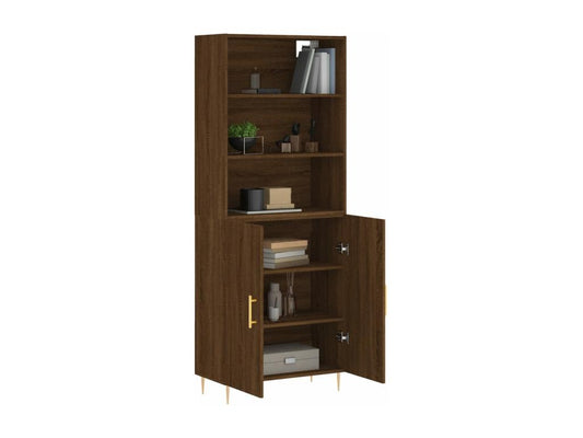 Buffet haut Chêne marron 69,5x34x180 cm Bois d'ingénierie 74846ZFXI