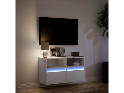 Meuble TV mural avec Maisonpuretopères LED blanc 80x31x45 cm 54874JBQS