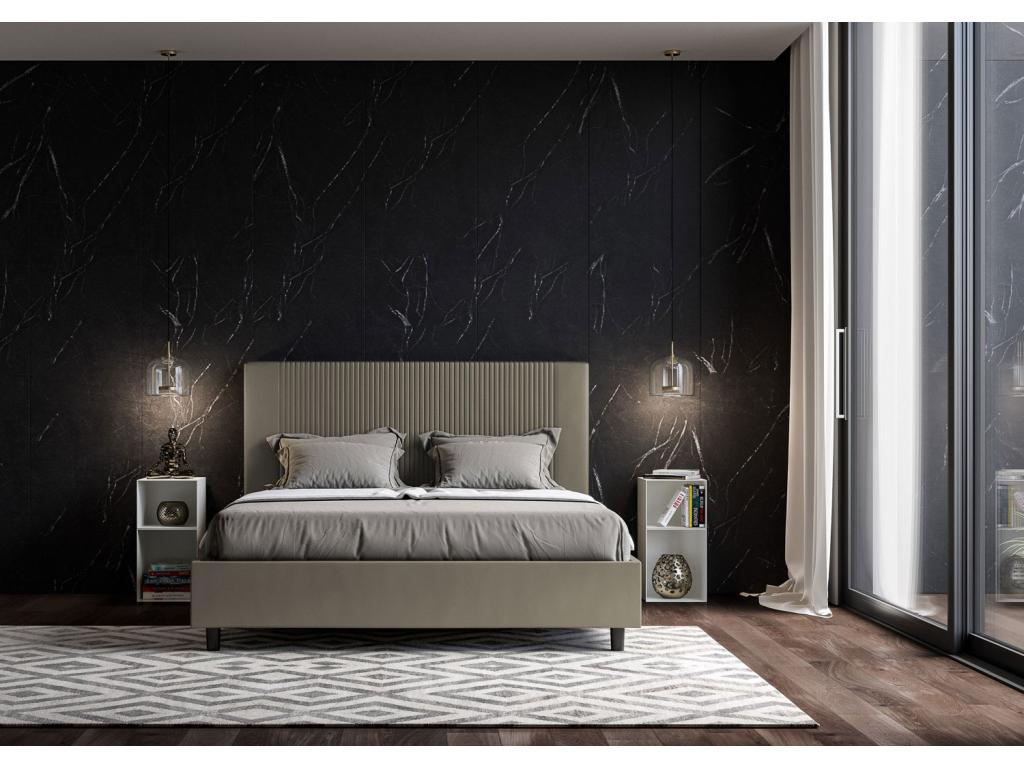 Lit coffre double capitonné 160x210 Maisonpuretop cappuccino simili cuir 39125QFPY