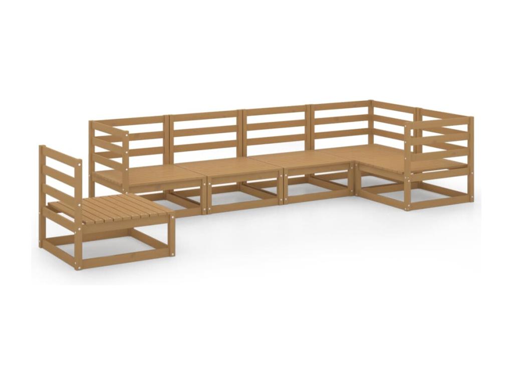 Salon de jardin 6 pcs marron miel bois de pin massif 47490KYZQ