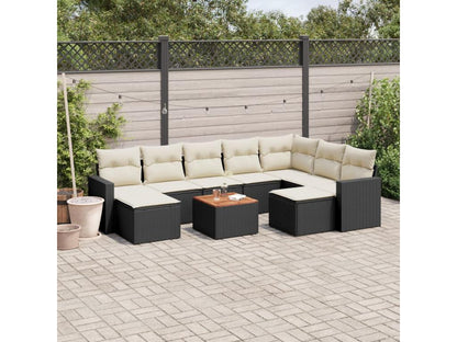 Salon de jardin 10 pcs avec coussins noir résine tressée 23993WQPJ