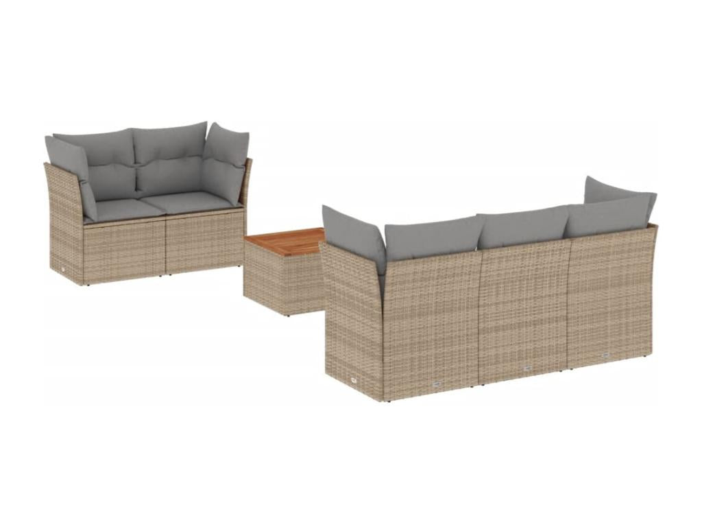 Salon de jardin avec coussins 6 pièces beige résine tressée 93604DLGA