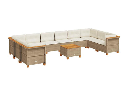 Salon de jardin 11 pcs avec coussins beige résine tressée 24012CXMY