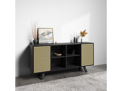 Buffet en Bois Naturel - Style Vintage - Noir - Artvivrestore Noir 74267EZGK