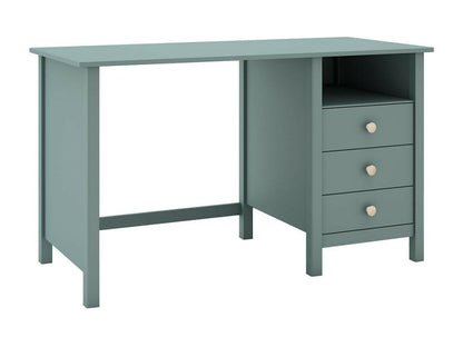 Maisonpuretop - Bureau 3 Tiroirs en Pin Massif Vert Pétrole 35782ODOL