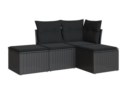 Salon de jardin 4 pcs avec coussins noir résine tressée 81016JIJX