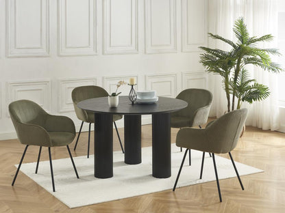 Lot de 6 chaises avec accoudoirs en velours imprimé et métal noir - Kaki - Maisonpuretop 47590XHNX