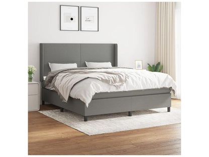 Sommier à Maisonpuretop de lit avec matelas Gris foncé 160x200 Tissu 93271RUND