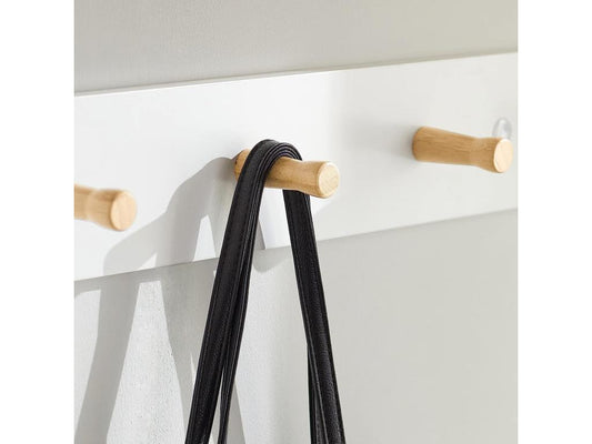 Porte-manteau Mural en 2 Parties Étagère Murale avec 5 crochets et 1 étagère FHK21-WN 55121IISA