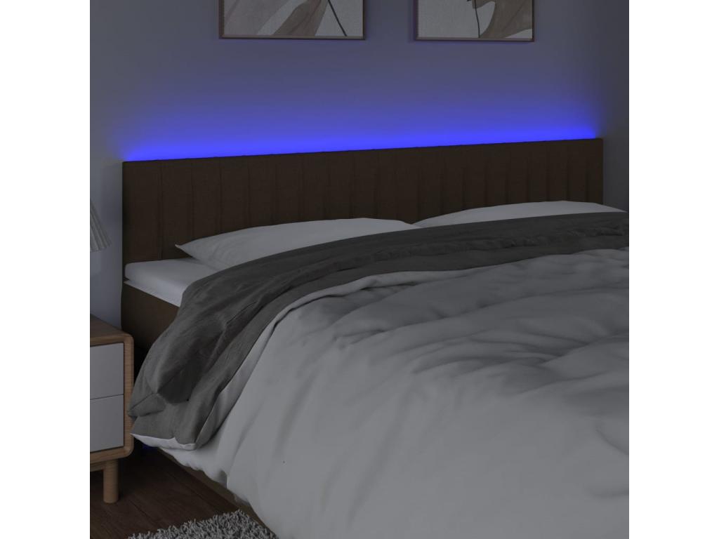 Tête de lit à LED Marron Foncé 160x5x78/88 cm Tissu 26876GRLF