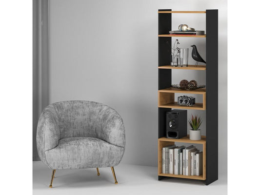 Bibliothèque colonne 7 étagères Artvivrestore Bois et Noir 78060SAEW
