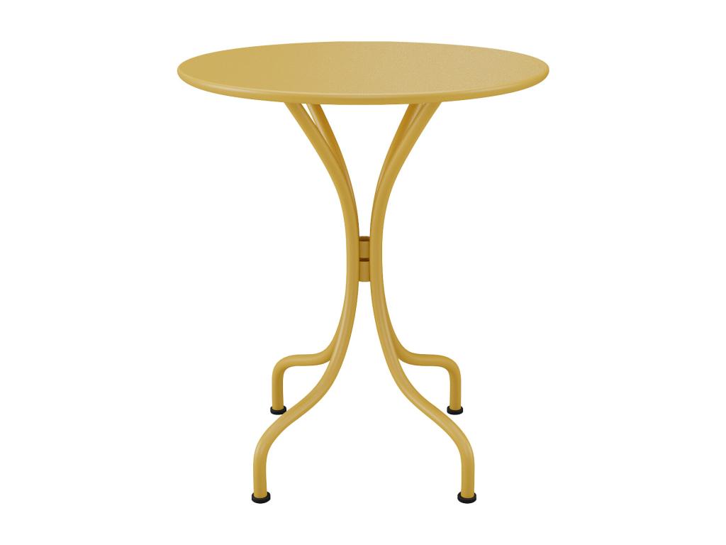 Table de jardin ronde D.60cm en métal - Jaune moutarde - Maisonpuretop 86875SWAI
