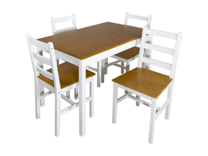Ensemble table cuisine bois massif 108x65 cm et 4 chaises- Jusqu'à 4 personnes NIL Blanc et miel 41357WVGZ