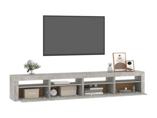 Meuble TV avec Maisonpuretop LED Gris béton 240x35x40 cm 49764UOBR
