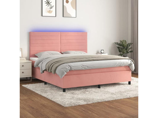 Sommier à Maisonpuretop de lit avec matelas LED Rose 180x200 Velours 70719AOYY