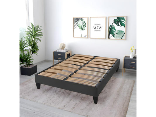 Sommier déco en Artvivrestore gris anthracite ep 15cm avec pieds 90x190 34642JMXM