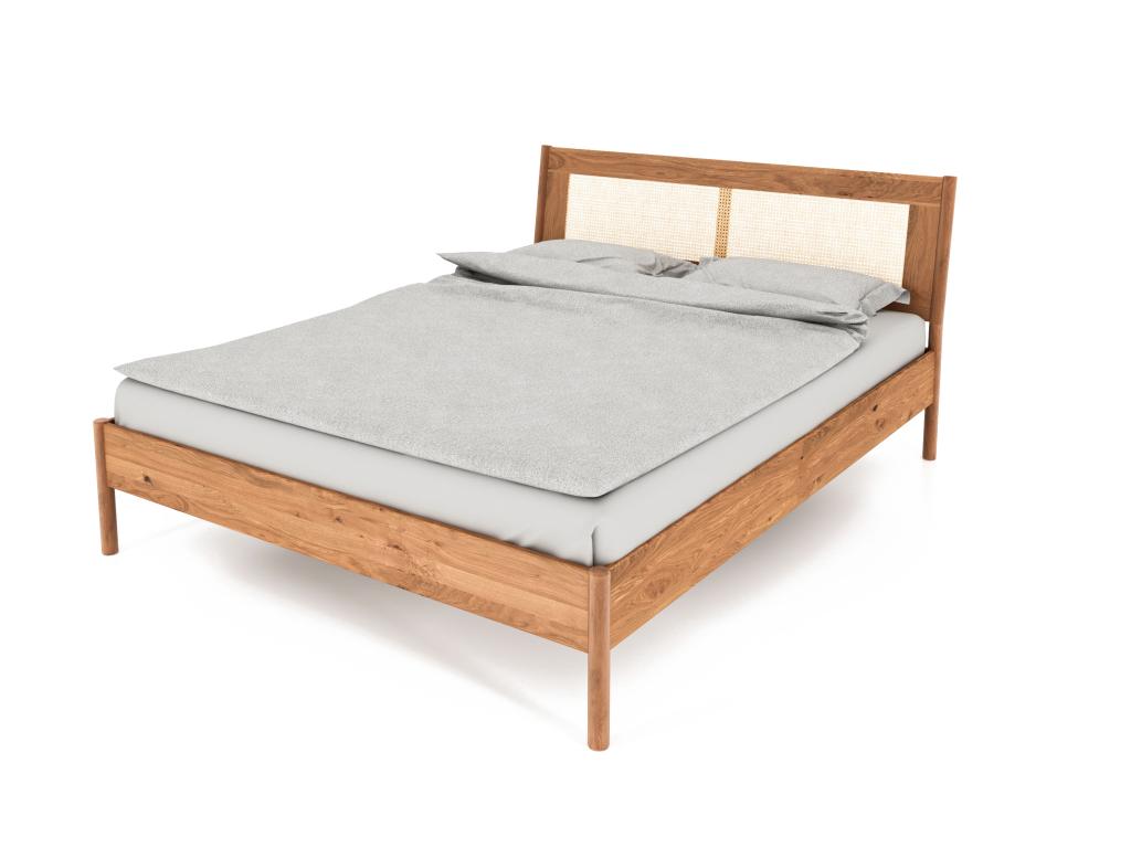 Maisonpuretop - Lit avec tête de lit en rotin 160x200 en chêne sauvage laqué 20743MRUO