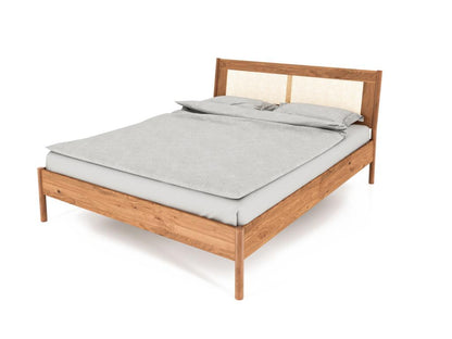 Maisonpuretop - Lit avec tête de lit en rotin 160x200 en chêne sauvage laqué 20743MRUO