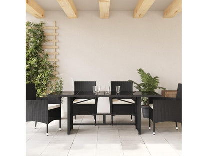 Table de jardin avec dessus en verre noir résine tressée 23994IWOC