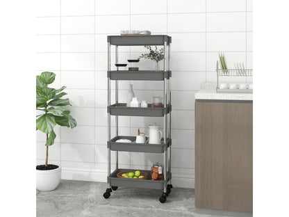 Chariot de cuisine 5 niveaux Gris 42x29x128 cm Fer et ABS 76318QJZW