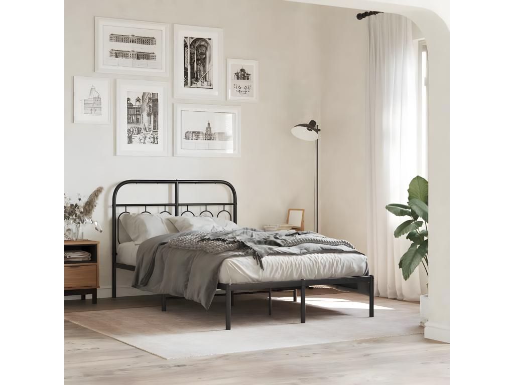 Cadre de lit métal avec tête de lit noir 120x190 cm 97136LYFH