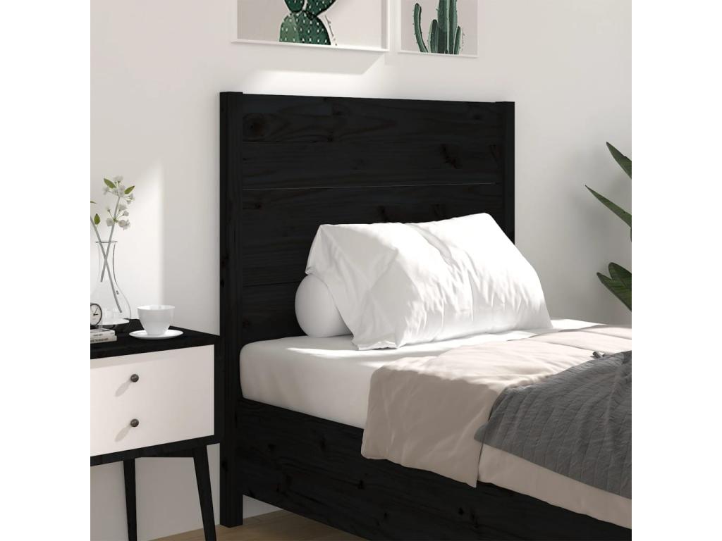 Tête de lit Noir 96x4x100 cm Bois massif de pin 62719NMNJ