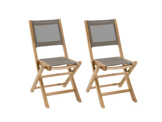 Maisonpuretop - Ensemble de 2 chaises de jardin pliantes en bois Teck et textilène couleur Maisonpuretop 70135BGAE