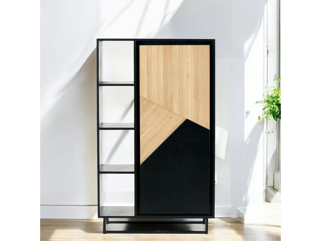 Bibliothèque 1 porte bois noir et blanc Artvivrestore 10102AGBL