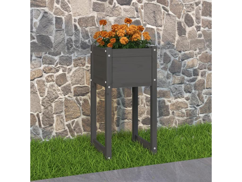 Jardinière Gris 40x40x81 cm Bois massif de pin 47808TAOS