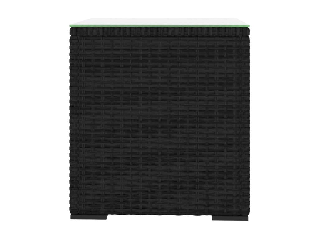 Table d'appoint noir 40x37x40,5 cm poly rotin et verre trempé 54526ZTFU