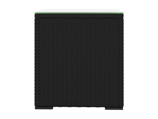 Table d'appoint noir 40x37x40,5 cm poly rotin et verre trempé 54526ZTFU