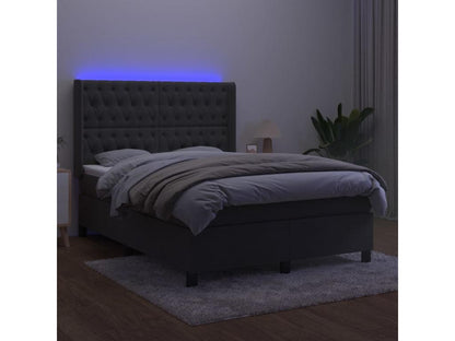 Sommier tapissier matelas et LED Gris foncé 140x190 cm Velours 59095NYZX