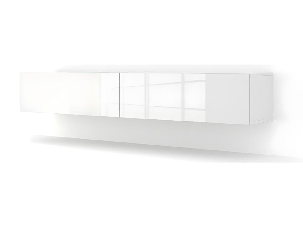Meuble TV Mural blanc brillant 180x40x30 cm Maisonpuretop meuble Hi-fi buffet commode à suspendre 46355EJGO