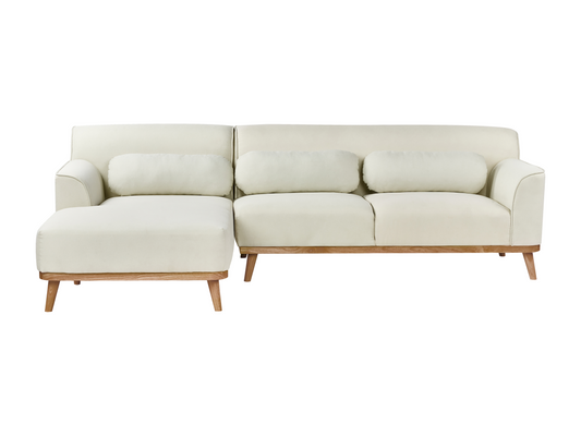 Canapé d'Angle à gauche en tissu Dossier Rembourré Blanc Cassé Maisonpuretop 37526VOLN