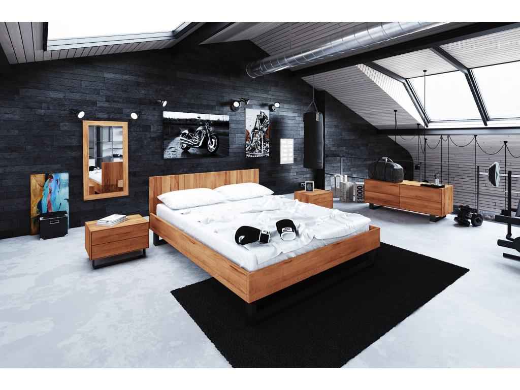 Artvivrestore - Lit 180x220 avec tête de lit en bois de coeur de hêtre huilé naturel 81035IMJE